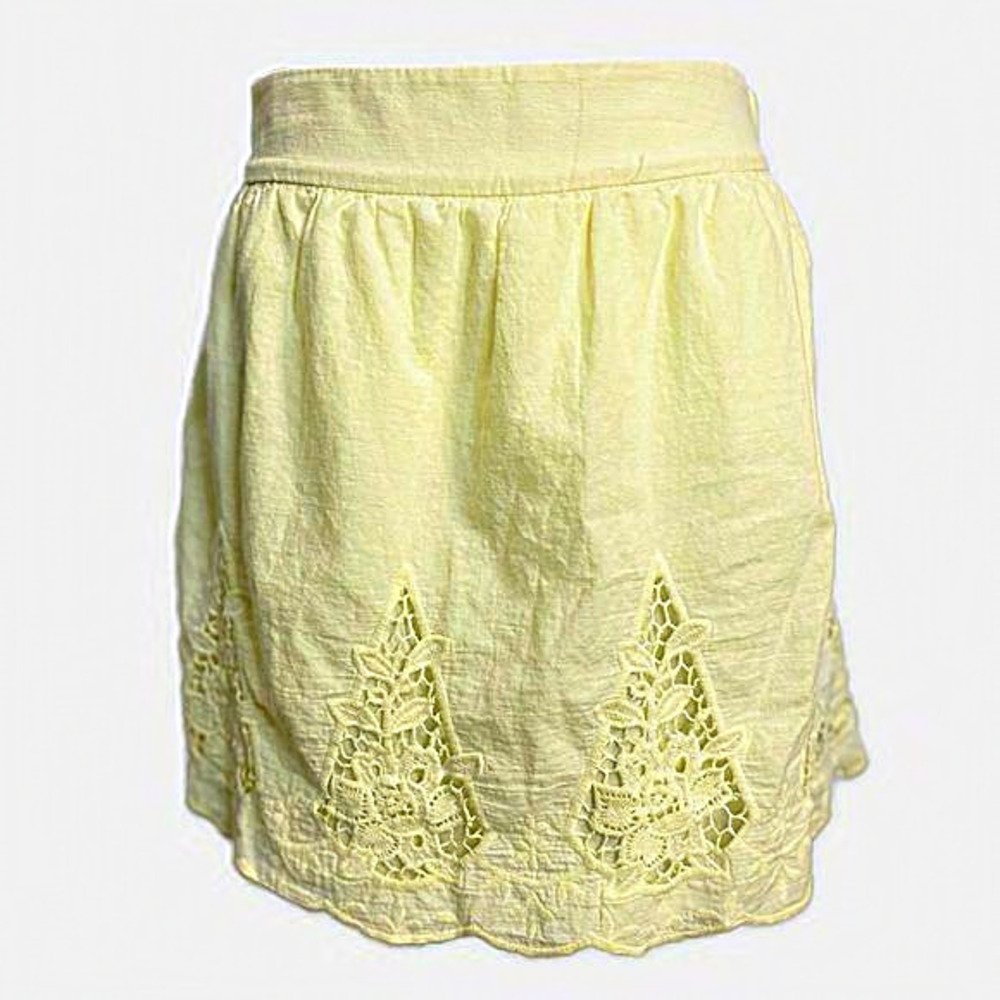 LBK Lemon Yellow 100% Cotton Light Crochet Skirt